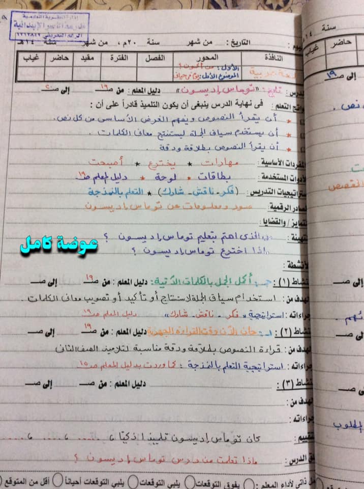 تحضير لغة عربية الصف الثاني الابتدائي ٢٠٢٢ - ٢٠٢٢