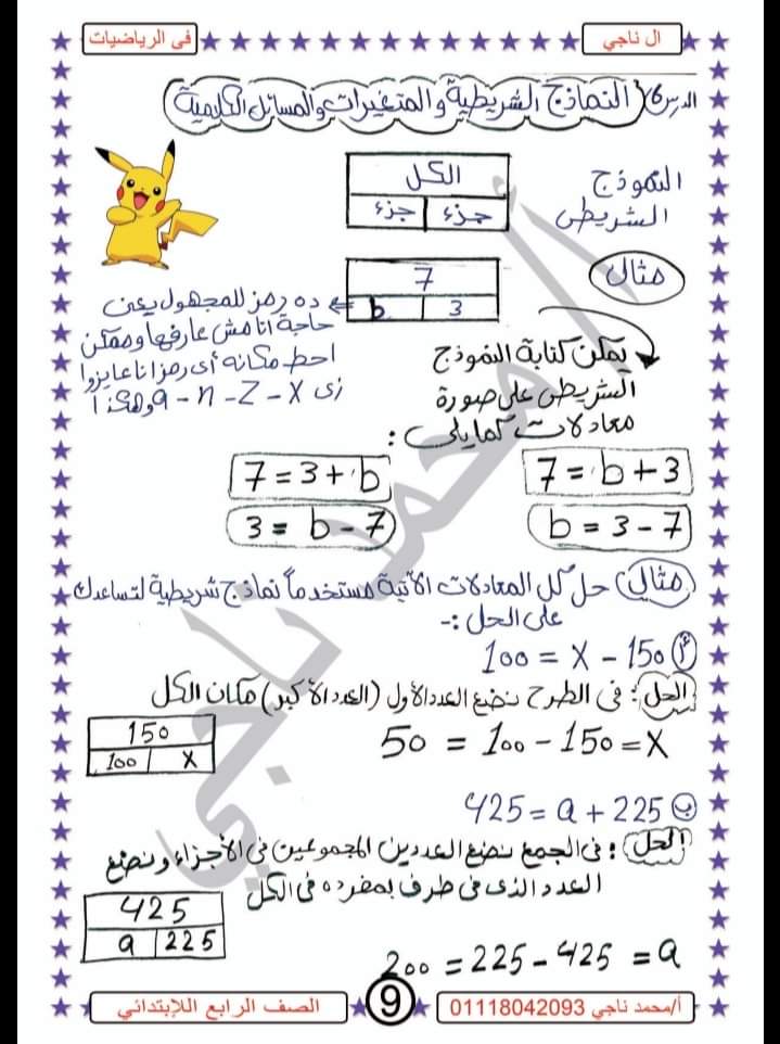الوحدة الأولى والثانية رياضيات الصف الرابع الابتدائي - الرياضيات