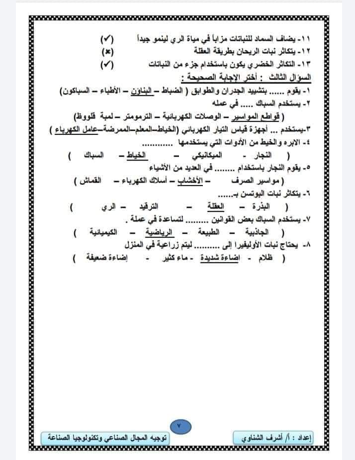 مراجعة المهارات المهنية رابعة ابتدائي - اشرف الشناوي