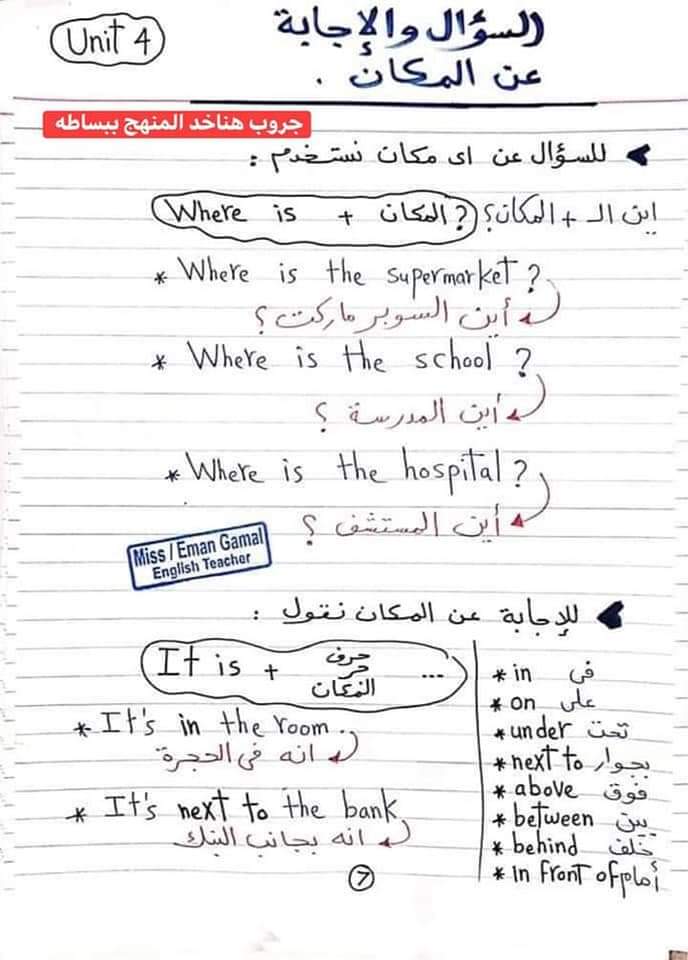 ملخص جرامر الانجليزي للصف الرابع الابتدائي ملخص جرامر الانجليزي للصف الرابع الابتدائي - الانجليزية