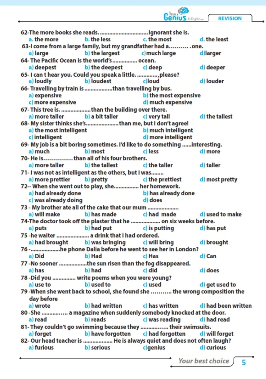 ٢٥٠ سؤال انجليزي للثانوية العامة والأزهرية - new genius