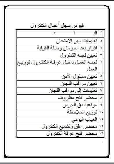 تحميل الأوراق المطلوبة لأعمال الامتحانات والكنترول - اوراق الامتحانات