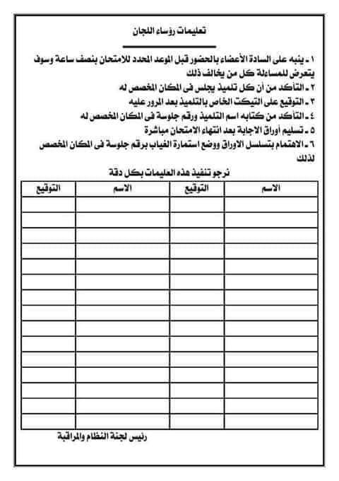 تحميل الأوراق المطلوبة لأعمال الامتحانات والكنترول - اوراق الامتحانات