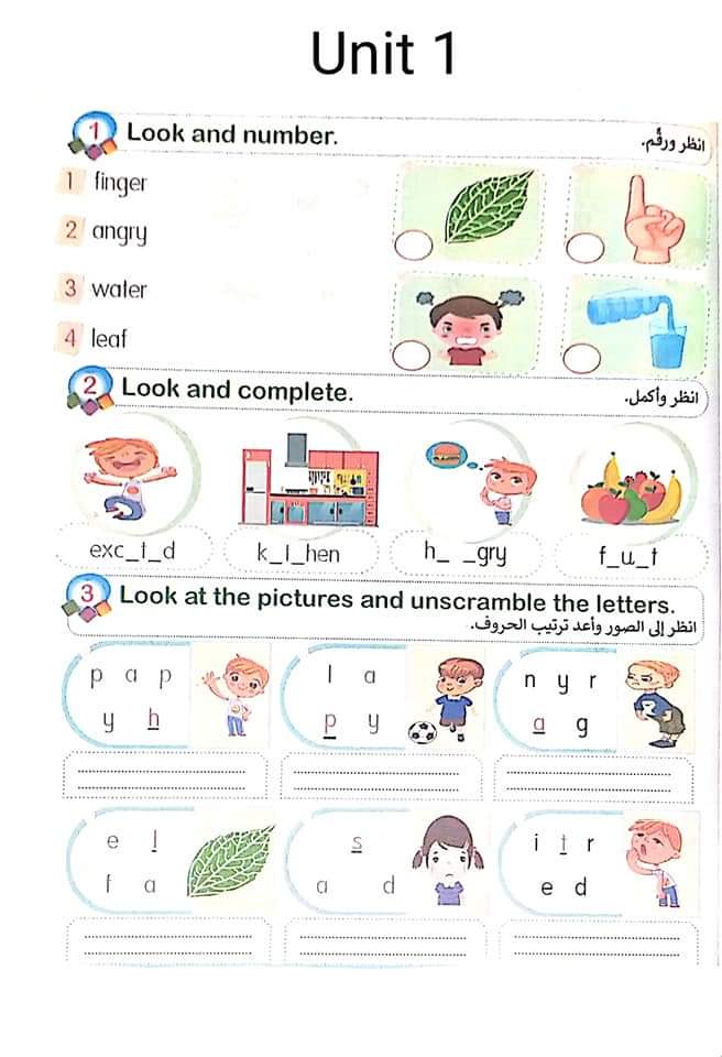 مذكرة مراجعة انجليزي الصف الثالث الابتدائي - اللغة الانجليزية