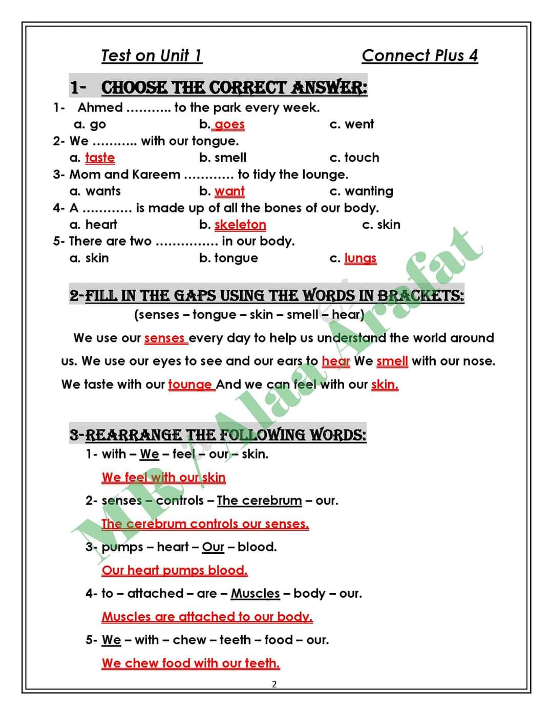 مراجعة الوحدة الاولى والثانية connect plus 4 - Connect plus 4