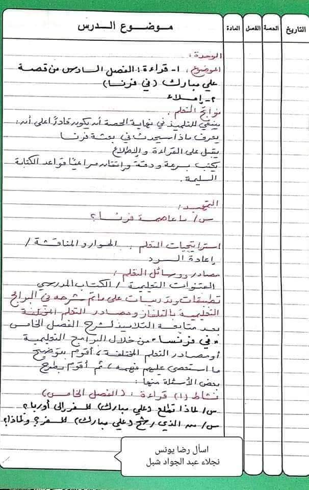 طريقة تحضير عربي الصف السادس الترم الثاني - تحضير عربي الصف السادس