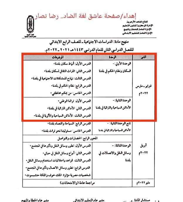جدول امتحانات رابعة ابتدائي الأزهر الشريف - اخبار رابعة ابتدائي
