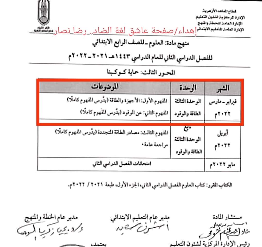 جدول امتحانات رابعة ابتدائي الأزهر الشريف - اخبار رابعة ابتدائي