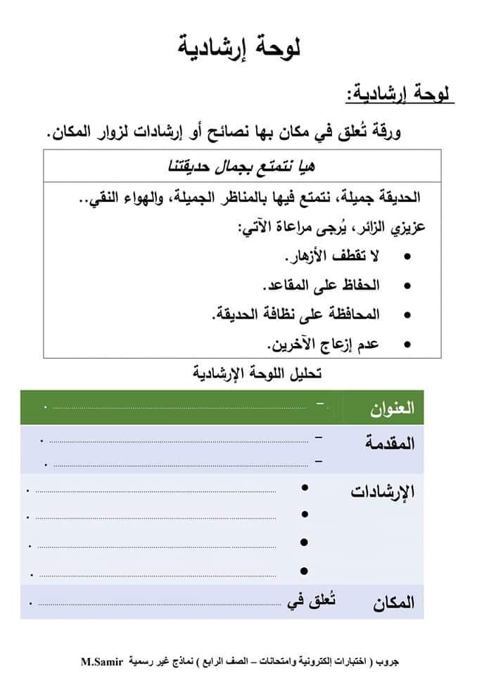 نماذج مهام ادائية لغة عربية رابعة ابتدائي الترم الثاني 2022