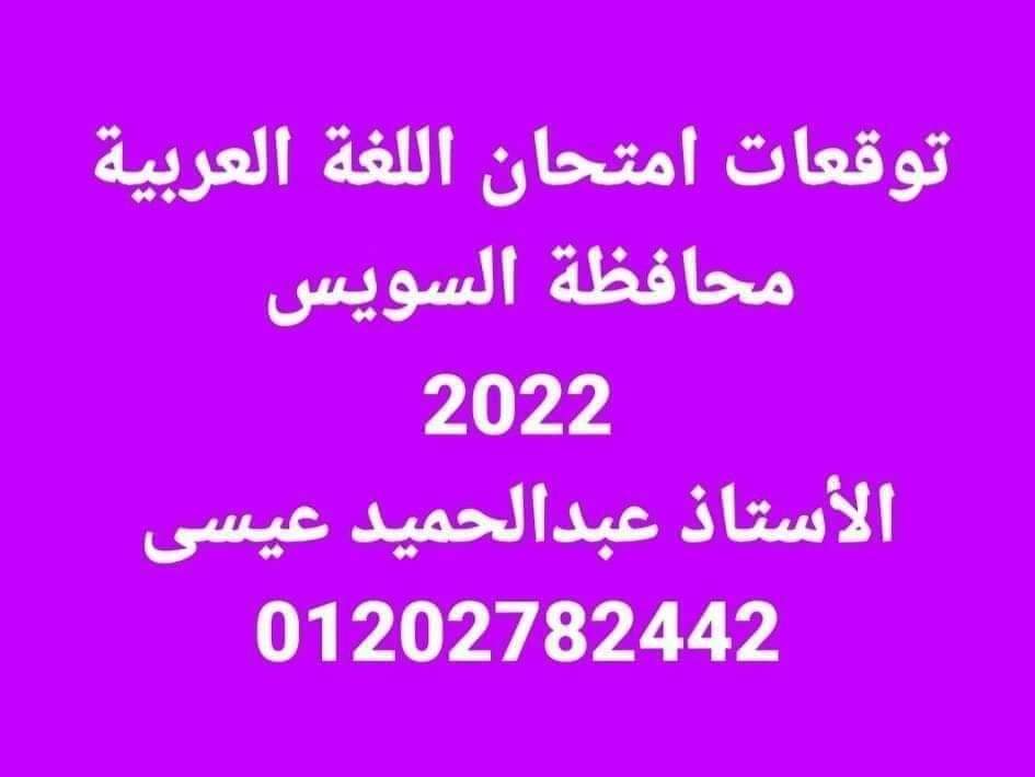 توقعات امتحان اللغة العربية تالتة اعدادي الترم الثاني 2022 محافظة السويس - توقعات امتحانات السويس