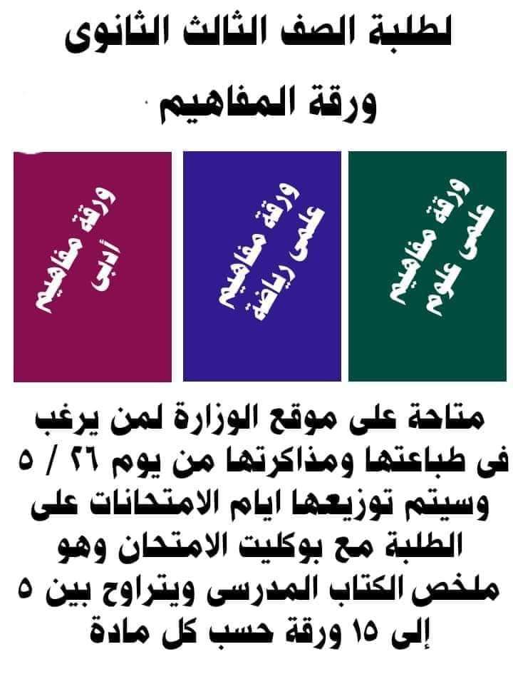 عاجل رابط تحميل مجلدات المفاهيم لطلاب الثانوية العامة - تحميل كراسة المفاهيم