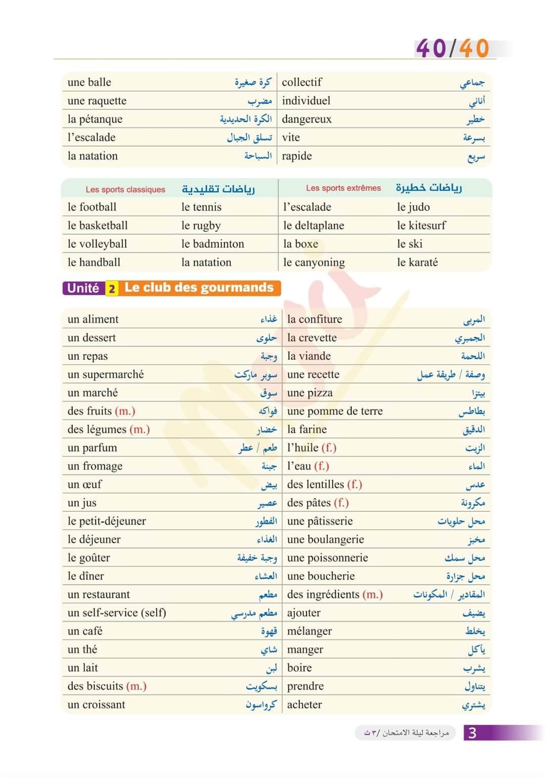 مراجعة ليلة الامتحان لغة فرنسية من كتاب merci للثانوية العامة 2022 - مراجعة فرنساوي تالتة ثانوي