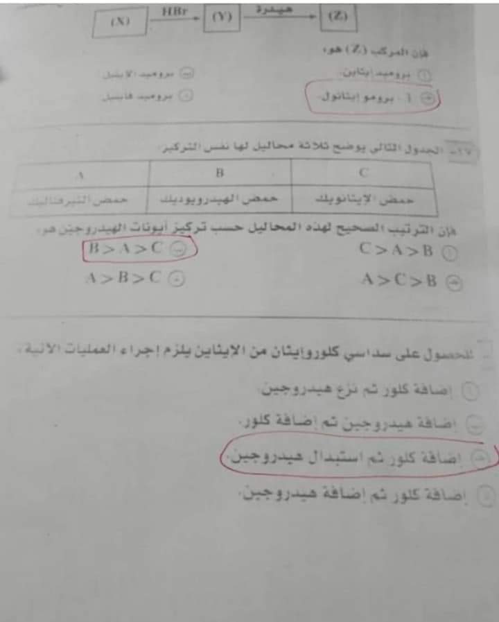 امتحان الكيمياء المسرب اليوم الثانوية العامة 2022 مع الاجابات كامل - امتحان كيمياء الثانوية 2022