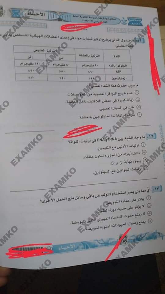 تداول وتسريب امتحان الأحياء على جروبات الغش