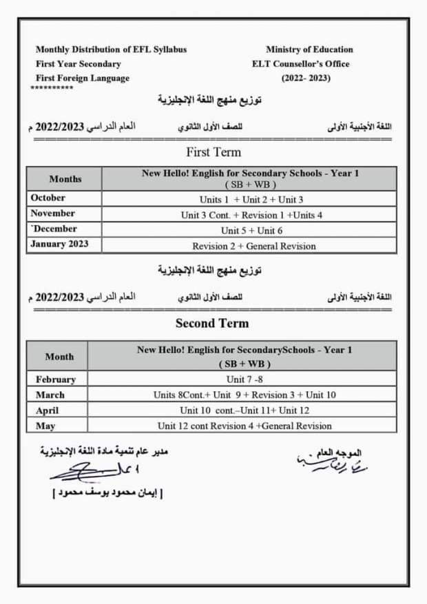 تحميل توزيع منهج اللغة الإنجليزية للمرحلة الثانوية 2023 - توزيع منهج اللغة الإنجليزية