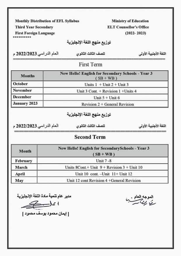 تحميل توزيع منهج اللغة الإنجليزية للمرحلة الثانوية 2023 - توزيع منهج اللغة الإنجليزية