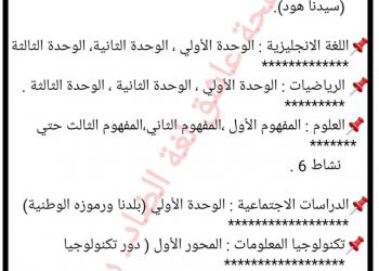 مقرر دروس كل المواد الصف الرابع الابتدائي شهر اكتوبر 2022 - مقررات مواد رابعة ابتدائي