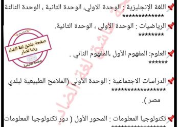 مقرر دروس كل المواد الصف الخامس الابتدائي شهر اكتوبر 2022 - مقررات مواد خامسة ابتدائي
