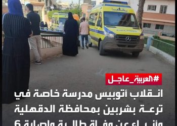 مصرع طالبة وإصابة 6 آخرين في انقلاب اتوبيس مدرسة بالدقهلية - اخبار التعليم