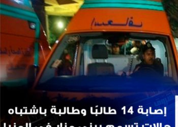 اشتباه حالات تسمم بين 14 طالبًا وطالبة بالمنيا - اخبار التعليم