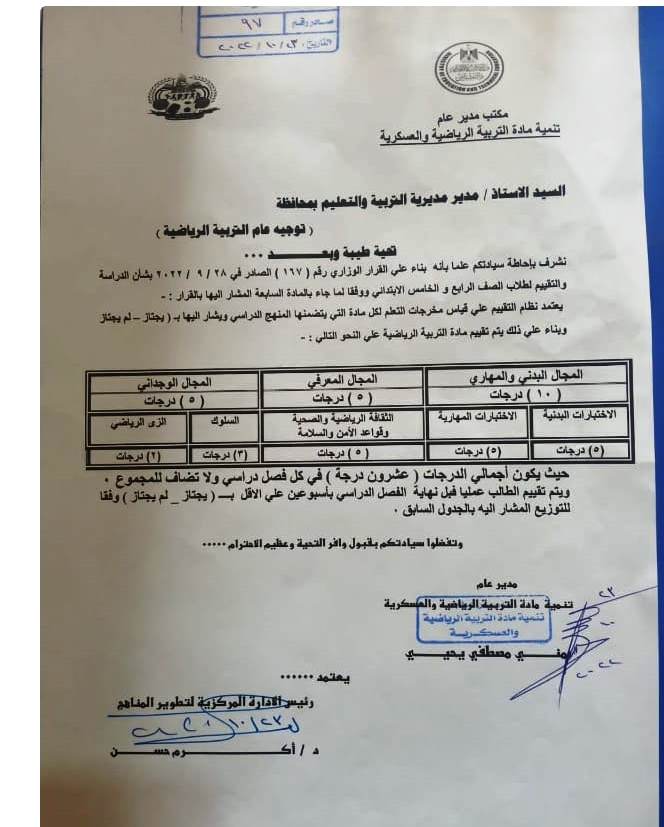 فاكس رسمى لتقييم درجات الصف الرابع والخامس الابتدائي 2023 - تقييم الصف الخامس 2023
