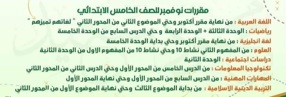 مقررات امتحان نوفمبر 2022 لكل الفرق كل المواد - مقرر منهج نوفمبر