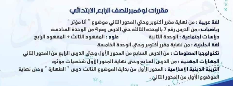 مقررات امتحان نوفمبر 2022 لكل الفرق كل المواد - مقرر منهج نوفمبر