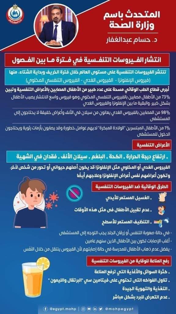 الصحة تحذر من انتشار عدوى فيروس التنفسي الخلوي بين طلاب المدارس - اخبار التعليم