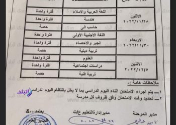 بدء امتحانات شهر نوفمبر لـ (صفوف النقل) بجميع المدارس - جدول اختبارات نوفمبر