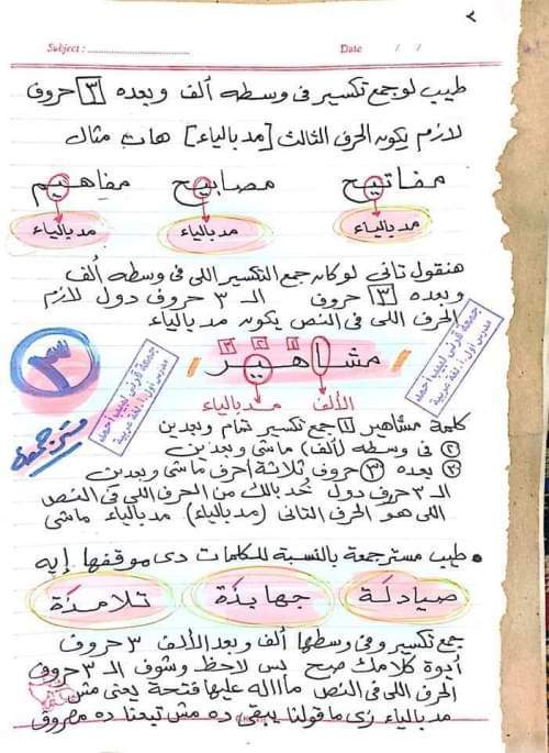 مذكرة شرح الممنوع من الصرف - نحو الصف الثالث الاعدادي - ترم اول - تحميل مذكرات جمعة قرني