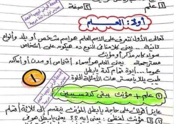 مذكرة شرح الممنوع من الصرف - نحو الصف الثالث الاعدادي - ترم اول - تحميل مذكرات جمعة قرني