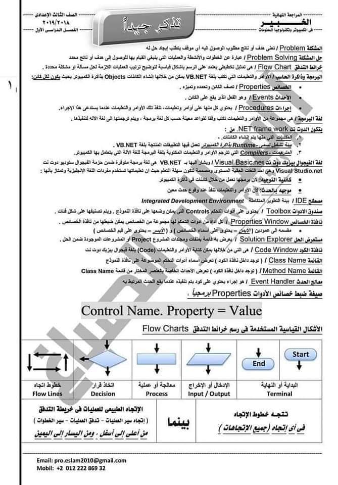 مراجعة نهائية كمبيوتر الصف الثالث الاعدادي ترم اول 2023