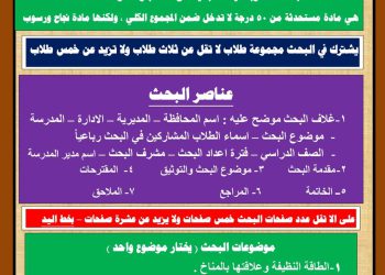 تعليمات هامة لقبول الأبحاث لطلاب الصف السادس الابتدائى 2023 - تعليمات الأبحاث