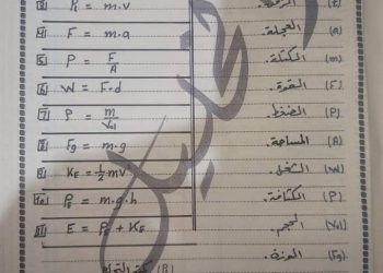 ملخص اهم التحويلات والعلاقات في الفيزياء اولى ثانوي
