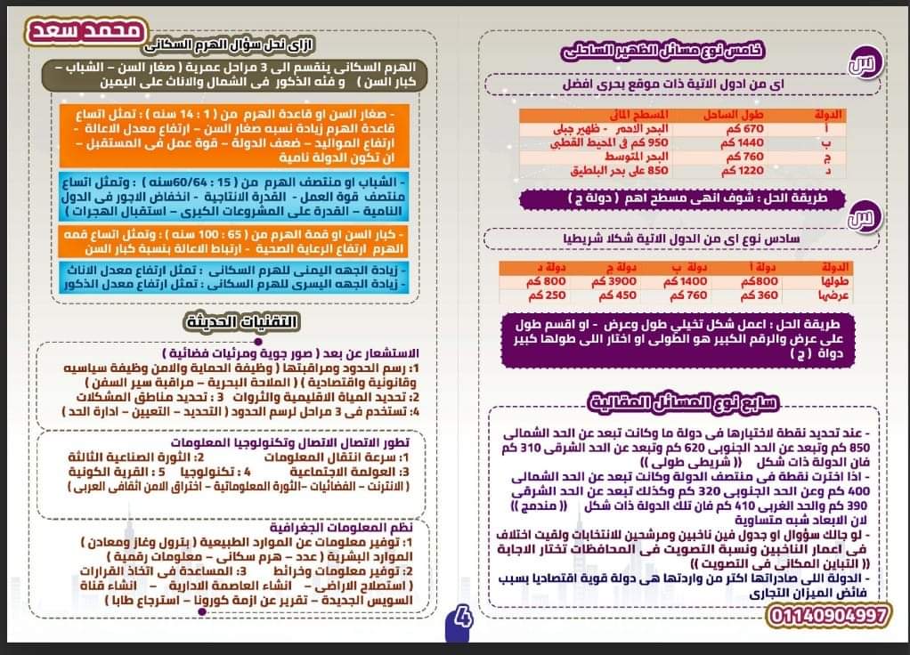 مراجعة وتوقعات الجغرافيا للصف الثالث الثانوي