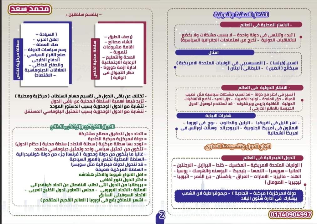 مراجعة وتوقعات الجغرافيا للصف الثالث الثانوي