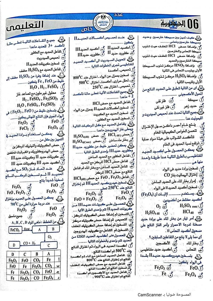بالاجابات تحميل 750 سؤال كيمياء من الجمهورية التعليمى للصف الثالث الثانوي