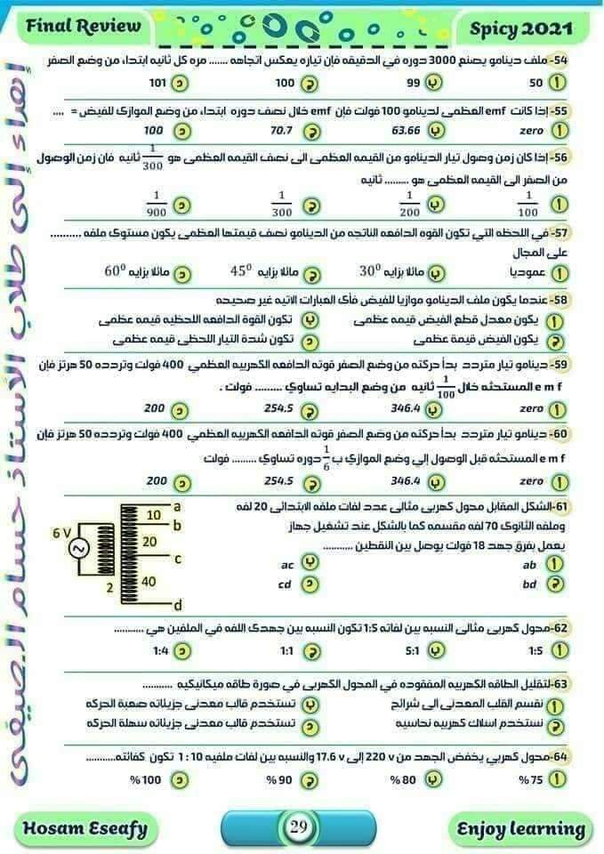 اهم 100 سؤال في الفيزياء للصف الثالث الثانوي بالاجابات