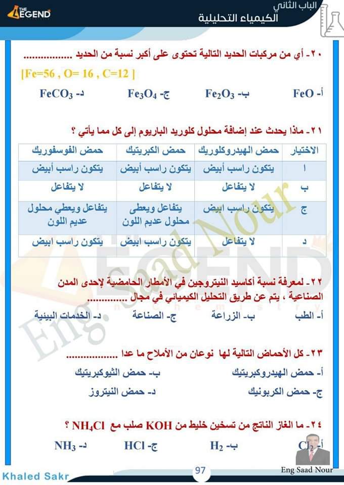 تحميل افضل مراجعة على الكيمياء التحليلية للصف الثالث الثانوى نسخة كاملة PDF
