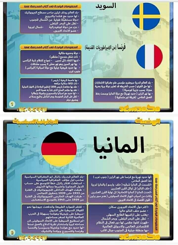 تجميع الدول المقررة في منهج الجغرافيا للثانوية العامة