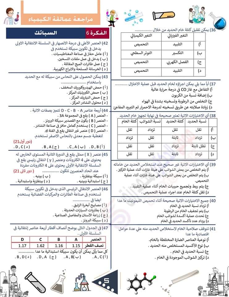 توقعات العمالقة في الكيمياء للصف الثالث الثانوي