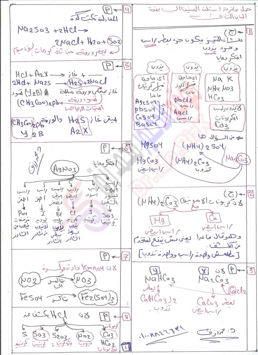 ورق حل اسئله الباب الثاني كيمياء للثانوية العامة لاسئله السنين السابقه  اعداد د محمد رزق