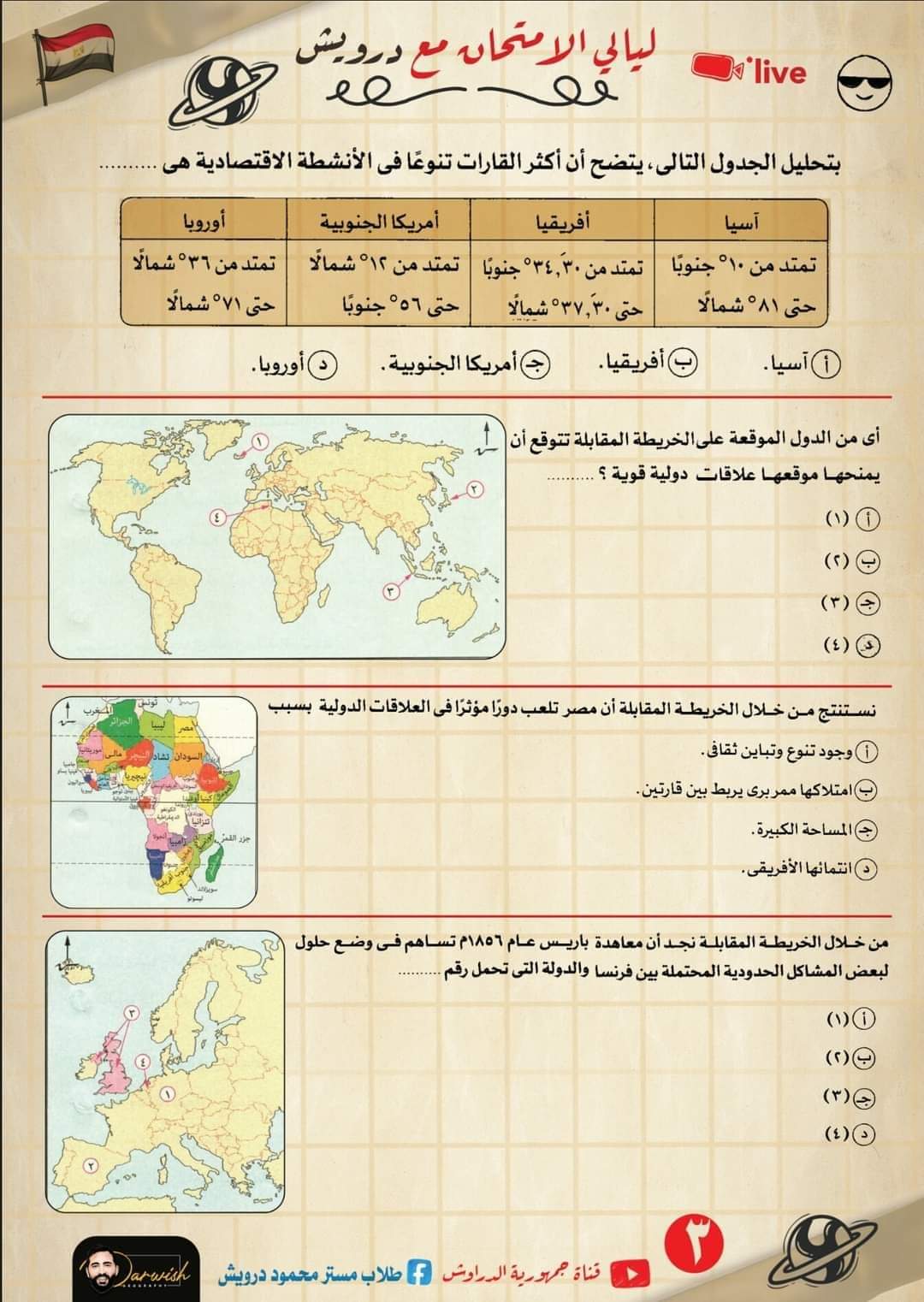 الخرائط المتوقعة في الجغرافيا للصف الثالث الثانوي 2023