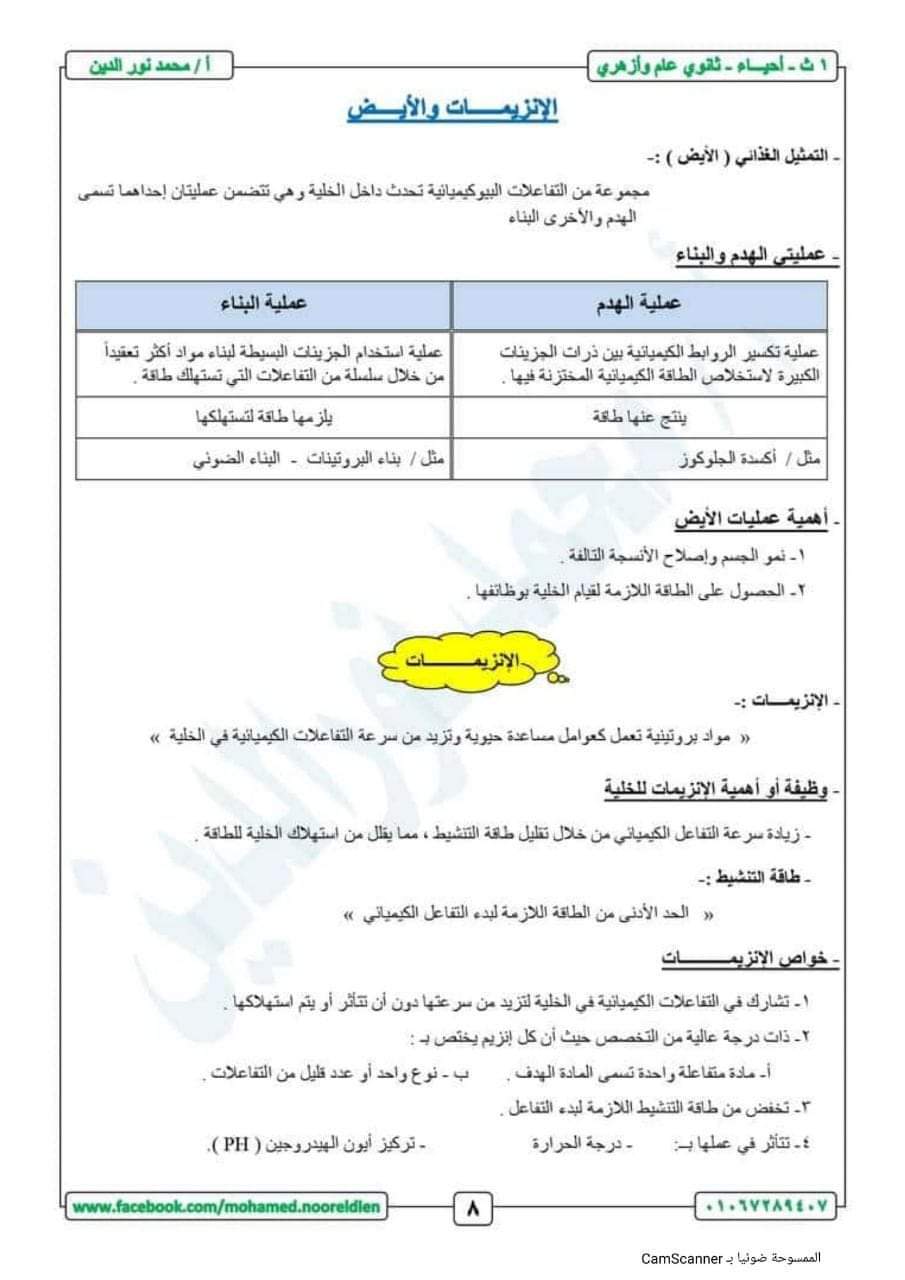 تحميل اقوى ملزمة احياء للصف الاول الثانوى الترم الاول