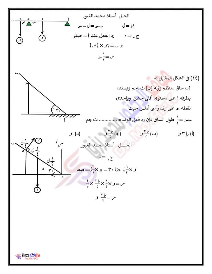 المراجعه النهائيه في الاستاتيكا سؤال وجواب اعداد أ/ محمد غبور