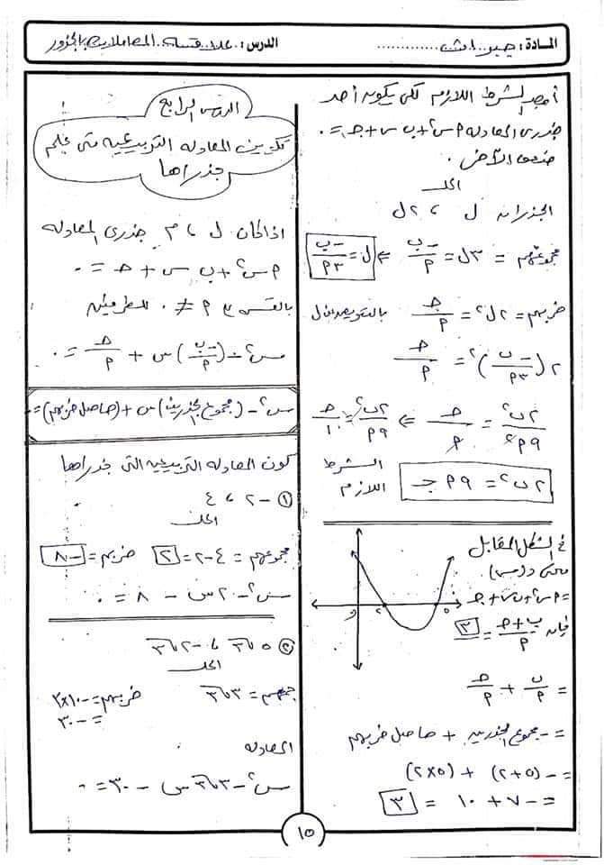 تحميل ملزمة شرح وتدريبات فى الجبر وحساب المثلثات للصف الاول الثانوى الترم الأول