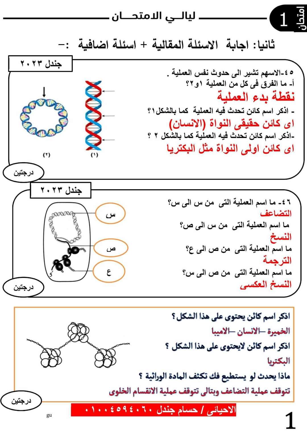 اهم الأسئلة المقالية المتوقعة في امتحان الاحياء للثانوية العامة 2023