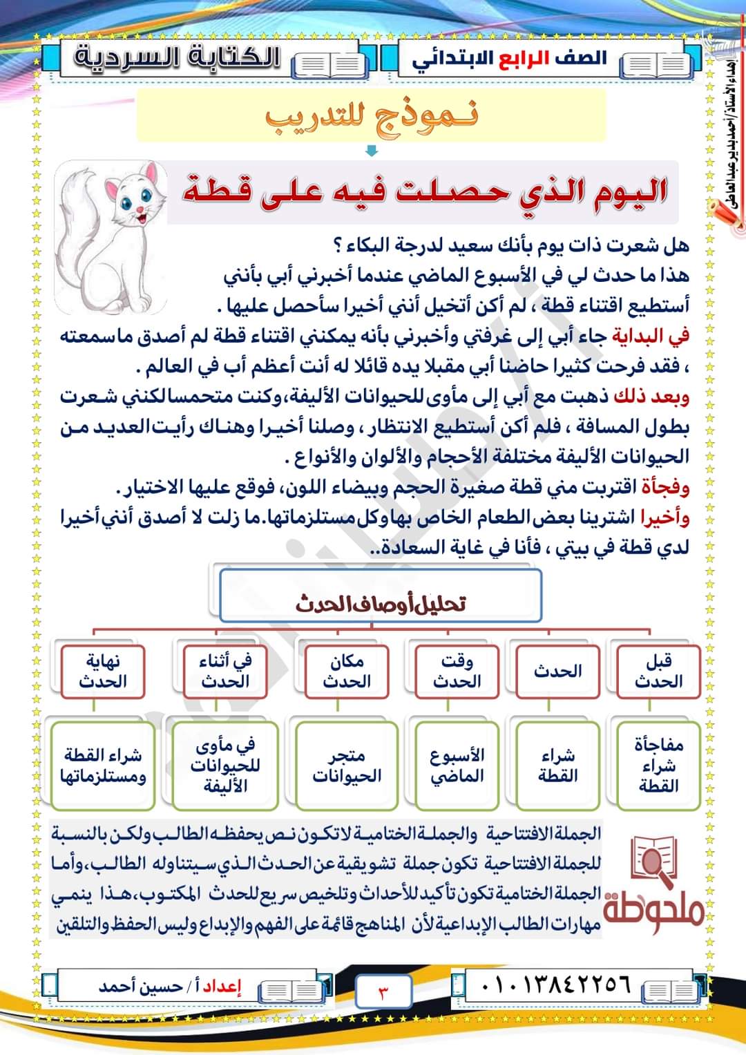 ملزمة الفائق الكتابة السردية للصف الرابع الابتدائي الترم الاول