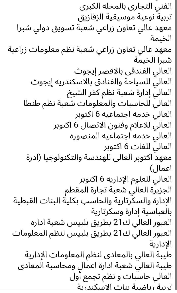 الكليات والمعاهد المتوفرة لتنسيق المرحلة الثالثة للعام الدراسي 2023 - 2024 - منصة كتاتيب مصر - الكليات والمعاهد المتوفرة لتنسيق المرحلة الثالثة للعام الدراسي 2023 - 2024 الكليات والمعاهد المتوفرة لتنسيق المرحلة الثالثة للعام الدراسي 2023 - 2024