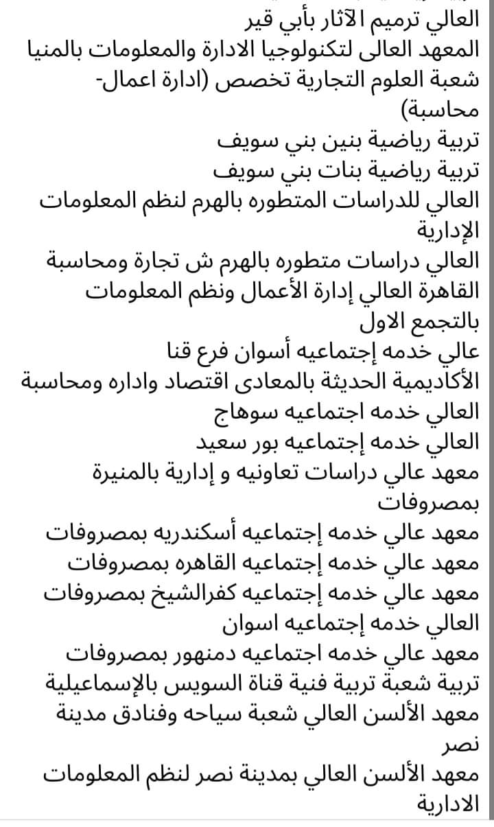 الكليات والمعاهد المتوفرة لتنسيق المرحلة الثالثة للعام الدراسي 2023 - 2024 - منصة كتاتيب مصر - الكليات والمعاهد المتوفرة لتنسيق المرحلة الثالثة للعام الدراسي 2023 - 2024 الكليات والمعاهد المتوفرة لتنسيق المرحلة الثالثة للعام الدراسي 2023 - 2024